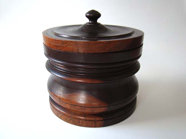 An early 19th century Lignum Vitae tobacco jar
